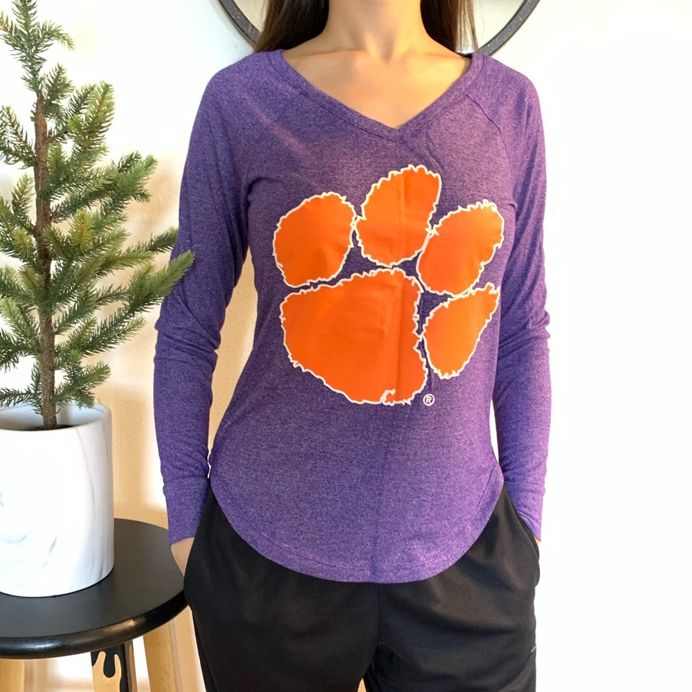 CHICKA-D Clemson Tigers Womens V-neck Long Sleeve
